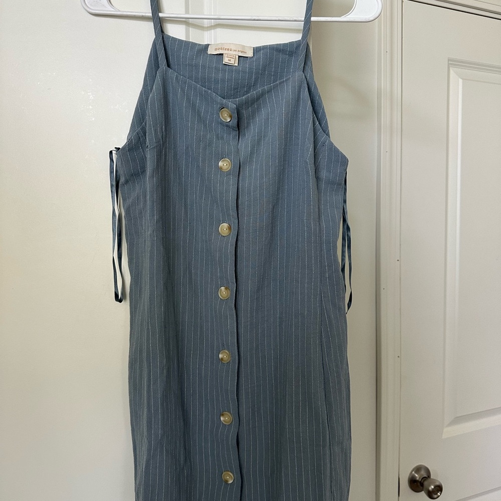 Monteau Blue and White Striped Dress